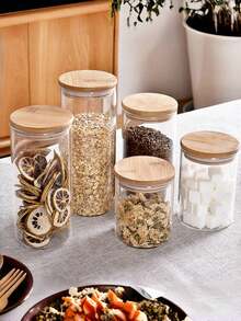 Frasco de vidrio borosilicato de alta calidad sellado para azúcar, crema, té, aperitivos, condimentos, decoración de mesa para bodas y festivales, cocina, regalo de Navidad, útiles escolares, granos de café con amplias aplicaciones en restaurantes, cocina, hotel, regalo de Navidad, útiles escolares - Multicolor - Ver 4