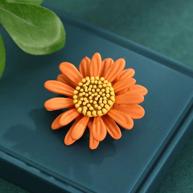 1pc Enameled Yellow Daisy Brooch - Pink - View 7