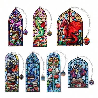 Dragon Colored Glass Transparent Bookmark, Magical Transparent Acrylic Bookmark, Cool Dragon Flower Book Tag Page Clip For Women And Men Book Enthusiasts, Teacher And Student Bookmark Reader.