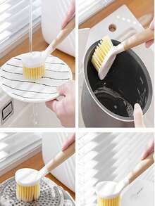 2pcs/Set Multi-Purpose Long Handle Pot Brush, Kitchen Cleaning Brush For Washing Dishes, Pans, Non-Stick Cookware, Practical Household Tool - 2 PC Nylon Pot Brushes With Plastic Handles - View 4