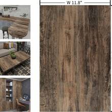 1卷复古木纹自粘墙纸，乙烯基材质，易于安装，适用于厨房、卧室、宿舍、儿童房、电视背景墙、咖啡桌、橱柜内衬等，可移除DIY墙纸，尺寸为17.7英寸 x 39.3英寸/118.1英寸/196.8英寸 - 銹棕色 - 查看 6