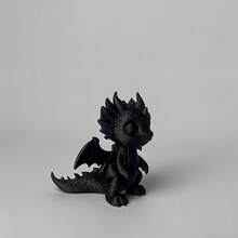 1 pieza Decoración coleccionable de dragón miniatura realista, adecuado para Navidad, Halloween y otras decoraciones del hogar para días festivos, se puede usar en interiores y exteriores, en estanterías, repisas, etc. - Negro - Ver 1