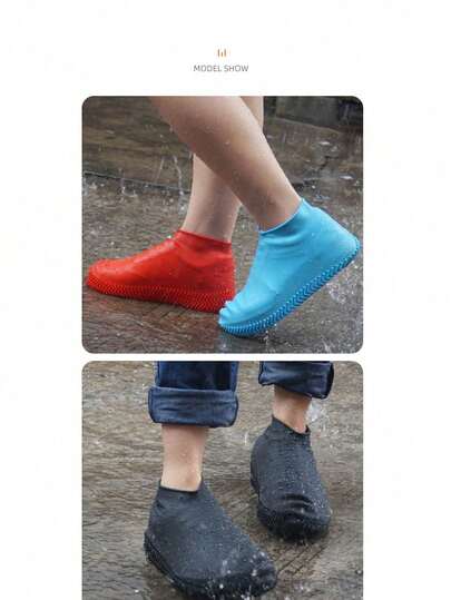 Unisex New Thickened Silicone Shoe Covers, Waterproof And Wear-Resistant, Designed Specifically For Outdoor Use On Rainy Days. The Waterproof Shoe Covers Are Made Of Thickened Latex Material, Durable, And Suitable For Outdoor Activities Like Gardening Or Traveling. A Must-Have For Going Out; Batches And Colors May Vary Slightly, But It Does Not Affect The Use Or Appearance Quality.
