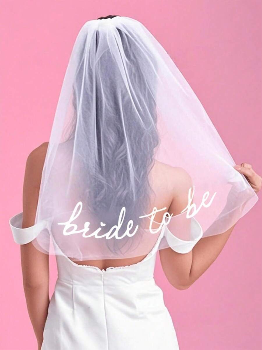 1PC Bride, Bridal Veil Headband With Comb, Wedding Bridal Veil, Bachelorette Party Accessory,Bride Stuff,Bachelorette Party,Bachelorette,Summer,Beach,Festival,Elegant - Multicolor - View 1