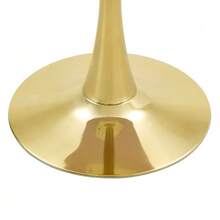 Round Side Table 60cm / Small Dining Table In MDF: Top Made With High Quality Thermoforming Technology, White Grain Appearance, Gold Support Leg – Perfect For European Living Spaces. - 白色 - 查看 4