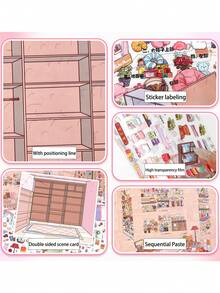 Extra Large Vintage General Store Scenery Stickers, Miniature Goods Storage Series Stickers, 3D Positioning Line DIY Decorative Collage Stickers - Rectangle - View 7