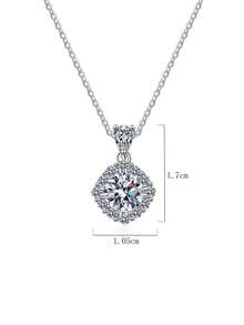 1 chiếc dây chuyền bạc 925 cao cấp đính đá Moissanite 1 carat 6.5mm, thích hợp cho nữ giới đeo hàng ngày, dự tiệc, lễ hội, Ngày Valentine, Ngày của Mẹ, sinh nhật, kỷ niệm ngày cưới, quà tặng trang sức cho phái nữ. - Bạc - Xem 3