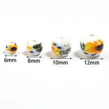 20-30 hạt sứ cổ điển màu xanh trắng, hạt tròn gốm hình hoa hướng dương, nguyên liệu làm trang sức DIY - hoa hướng dương - Xem 7