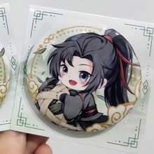 1pc Mo Dao Zu Shi Baji Badge, Wei Wuxian & Lan Wangji, Homemade Granule Snack 58mm Laser Baji Granule Snack For Women - 彩色 - 查看 2