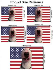1件趣味斗牛犬美国国旗挂毯，高品质涤纶材质，爱国红白蓝斗牛犬海报，卧室/客厅装饰，派对装饰，多场景适用，多种尺寸可选 - 彩色 - 查看 3