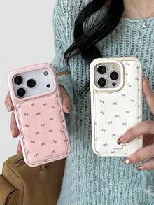 Bow-Knot 1pc Minimalist Bow Design Phone Case Compatible With IPhone 17/17 Air/17 Pro/17 Pro Max, 16/16 Plus/16 Pro/16 Pro Max, 15/15 Plus/15 Pro/15 Pro Max, 14/14 Plus/14 Pro/14 Pro Max, 13/13 Pro/13 Pro Max, 12/12 Pro/12 Pro Max, 11/11 Pro Max, Cute Bubble Full Body Protective Cover - Multicolor - View 1