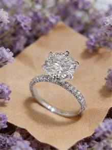 1 chiếc nhẫn thời trang cá nhân hóa dành cho nữ - Phụ kiện sang trọng, tinh tế - Nhẫn đính đá Zirconia - Trang sức ít gây dị ứng, thích hợp đeo hàng ngày, kỷ niệm ngày cưới hoặc quà tặng. - Bạc - Xem 12