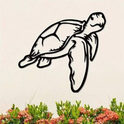 Metal Sea Turtle Wall Decor - Unique Sea Turtle Shaped Wall Decor Plate, Steel Geometric Hollow Art Piece, Suitable For Christmas Decoration