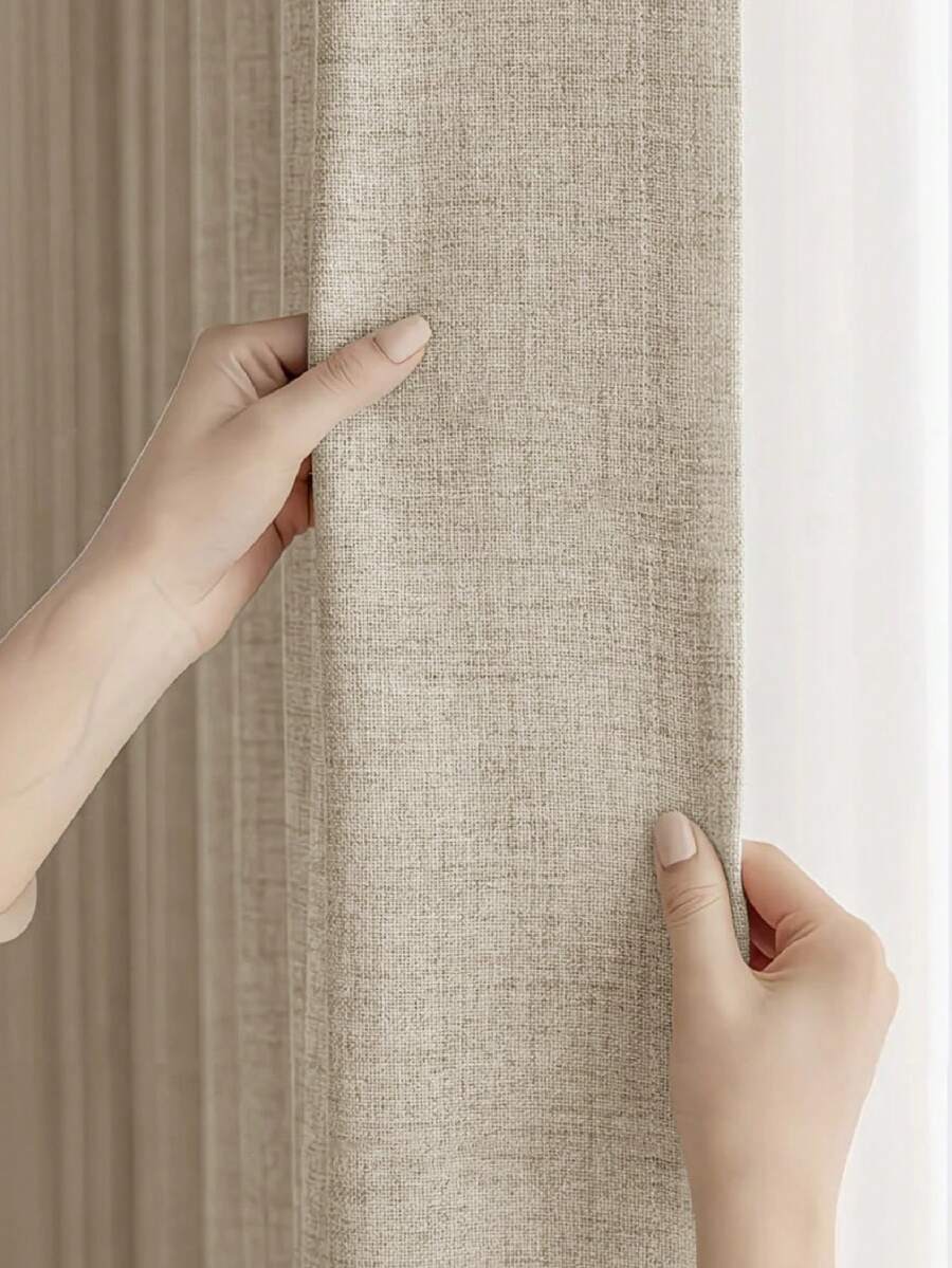 1 tấm rèm voan dày màu be cổ điển, rèm voan sang trọng, rèm cản sáng vừa phải thoải mái - phong cách Nhật Bản, rèm cản sáng một phần có khe luồn thanh treo, phù hợp cho phòng khách và phòng ngủ, giảm tiếng ồn và chống tia UV, rèm cản sáng trang trí nhà cửa (trọng lượng vải 190g) - Nhiều màu - Xem 1