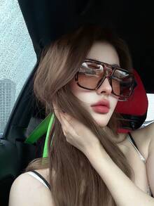 1副时尚复古高端棕色渐变双梁眼镜 - 彩色 - 查看 4