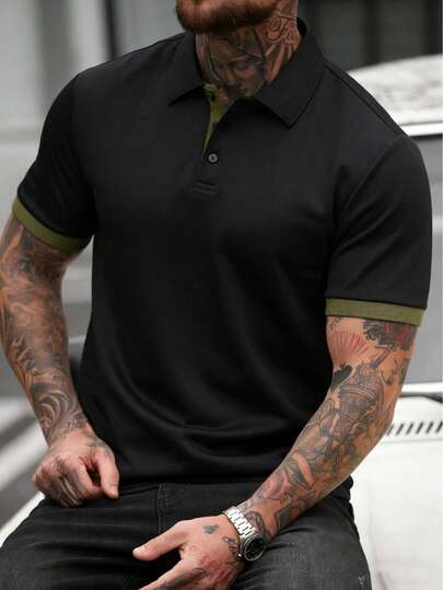 男士休闲Polo衫，高尔夫运动短袖上衣，适合日常休闲、夏季轻商务穿着