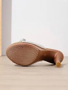 夏季厚底凉鞋，韩版高跟凉鞋，厚底单带百搭时尚户外高跟凉鞋，女士 - 銀色 - 查看 8