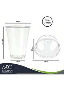 Paquete de 100 Vasos para Frappé (12oz, 360ml) Con Tapa Domo Transparente Desechable para Bebidas Frías, Malteadas (MC12FR) - Transparente - Ver 7
