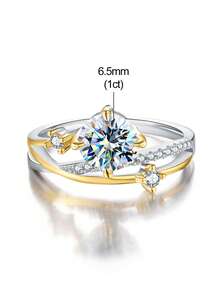 1枚1.0克拉星空莫桑石戒指，925纯银，优雅奢华的订婚/结婚/闺蜜生日/周年纪念新娘珠宝 - 星軌莫桑戒指-1ct - 查看 4