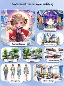 168色艺术家马克笔套装，双头锥形和细头绘图马克笔，成人涂色书、绘画、素描和混合媒介艺术用品，24/30/36/40/60/80/120色可选 - 彩色 - 查看 3