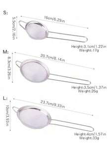 1/3 Pcs Stainless Steel Fine Mesh Strainer With Handle - Kitchen Sifting Tool - Silver - View 3