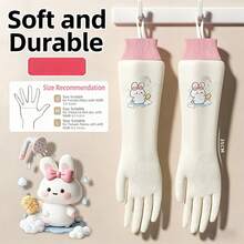 A Pair Of Cleaning Gloves For Home Use, Comfortable Dishwashing Gloves For Household Chores And Kitchen Use, Durable, Thick, And Wear-Resistant, Suitable For Washing Clothes And Cooking, Essential For Outdoor Camping - Size L [Suitable for Women] One Pair - View 5