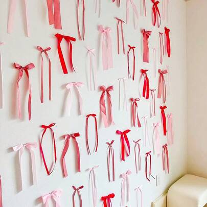 Bộ 12/16/45 chiếc ruy băng nơ Dopamine để trang trí, dùng làm đạo cụ chụp ảnh, trang trí tiệc sinh nhật, ngày Valentine, hình bướm.