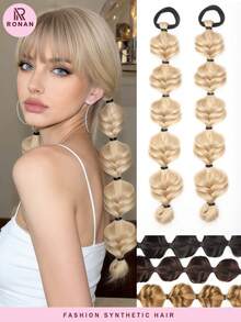 18 Inch 2pcs Hand-Woven Bubble Twist Braids Wig With Elastic Rubber Band, Heat Resistant Synthetic Wig, Suitable For Women - Multicolor - View 2