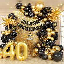 114pcs Black And Gold 40th Birthday Balloon Arch Kit With 32" Number 40 Aluminum Film Balloons For Men And Women 40th Birthday Party Decorations - View 1