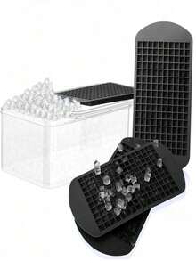 The Compact Square Silicone Ice Tray (160 Chambers) Has Excellent Cold Resistance And Durability. Suitable For Making Ice Cubes And Pudding, Convenient For Use At Home, Bars, And Other Places, Car Refrigerator, Easy To Demold, And Can Also Be Used For Coffee, Beverages, Etc. - Multicolor - View 3