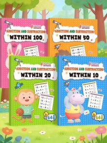 加减法心算练习册，数字1-100，数学记忆技巧，万圣节、复活节教育礼物 - 彩色 - 查看 1