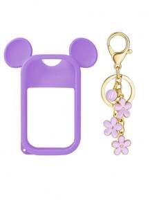 2个/1个/套 1盎司（30毫升）洗手液喷雾瓶保护套，26个花卉字母珍珠吊坠喷雾瓶标记，以及硅胶米老鼠耳朵造型喷雾瓶防摔防撞保护套，珍珠手链设计，方便携带，可挂在包包、钥匙或儿童背包上，耐磨、防水、可清洗、可重复使用，适用于洗手液喷雾瓶。 - 淡紫色 - 查看 13