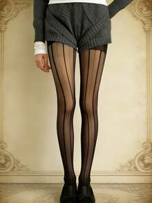 洛丽塔甜美蕾丝条纹长筒袜，优雅波点透明连裤袜 - 彩色 - 查看 6