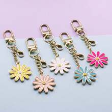 5个双面珐琅雏菊钥匙扣，花朵吊坠配迷你龙虾扣，多功能包饰，可用于挂护手霜、唇彩和钥匙 - 雛菊鑰匙圈 - 查看 6