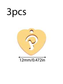 3个/套 心形吊坠 不锈钢英文字母吊坠 A-Z 字母饰品，适用于手工手链、耳环等珠宝制作 - 吊墜 - 查看 43