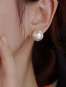 6pcs/3 Pairs Elegant Lustrous Faux Pearl Earring Set, Non-Allergic Stud And Dangle Earrings, Suitable For Office, Date, Wedding, Party, Great Gift, Classic Versatile Pearl Jewelry Series - White - View 5