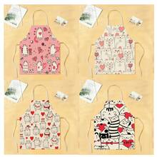 1 chiếc tạp dề hình trái tim họa tiết mèo, tạp dề in hình thời trang ngộ nghĩnh, tạp dề nhà bếp dùng khi nấu nướng, dọn dẹp, tạp dề gia đình sáng tạo. - Nhiều màu - Xem 12