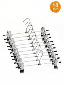 10 piezas Perchas de metal para adultos con agarres antideslizantes y abrazaderas ajustables para pantalones, jeans, faldas y vestidos. Solución de almacenamiento y organización de armario que ahorra espacio. Perchas de acero inoxidable de alta resistencia - Negro - Ver 23