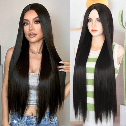 Tóc giả ZHUICHAO Blended Hair 12-36 Inch 13x4 HD Lace Front Wigs (Tóc thật, dễ đội, đã tỉa sẵn, có tóc con), mật độ 200, trong suốt, thẳng, dành cho nữ, màu đen tự nhiên 1B# 13X4; Tóc giả Lace Front Wig