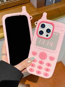1pc New Fashionable Creative Big Phone Silicone Case, Pink Girly Style, Suitable For IPhone 17 Pro Max/16 Pro Max/16 Pro/15 Pro Max/14 Pro Max/13 Pro Max, Unique Personalized Phone Protective Cover - Pink - View 5