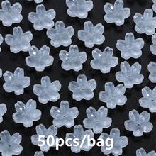 50 piezas Sakura 10mm Cuentas de vidrio 3D, pétalos de cerezo, cuentas sueltas redondas con agujero central para manualidades de joyería DIY, accesorios para el cabello, encantos de teléfono, pulseras, collares, suministros de artesanía de joyería - Cuentas de flor de cerezo - Ver 14