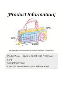 Bolsa de papelería portátil con doble capa y gran capacidad, estilo lindo a cuadros para almacenamiento de útiles escolares/de oficina - bordado a cuadros - Ver 9