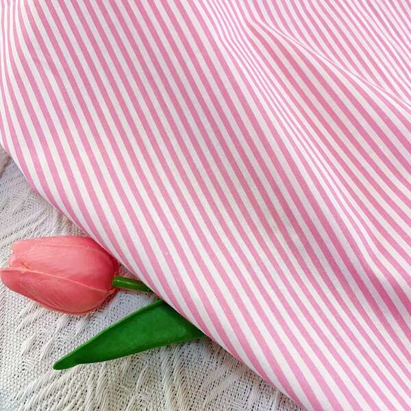 0.5م/1م/2م*145سم قماش الفوال المخطط باللون الأزرق والوردي 3مم، نمط كلاسيكي، مناسب لصناعة القمصان والستائر والمفروشات DIY الخياطة والأشغال اليدوية