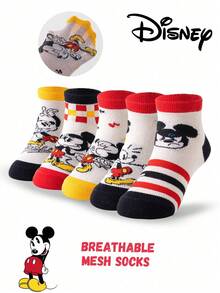 Disney 10/5 双装迪士尼儿童夏季网眼袜可爱公主中筒卡通透气男女童校袜 - 彩色 - 查看 1