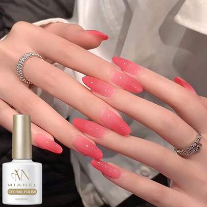 MIANEL Esmalte de uñas blanqueador y transparente de 10ml, color nude, Esmalte de uñas rosa y rojo primavera/verano, Juego de regalo del Día de San Valentín, Esmalte de uñas de unicolor, Suministros para salón de uñas