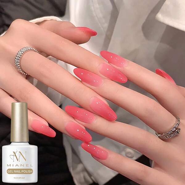 MIANEL Esmalte de uñas blanqueador y transparente de 10ml, color nude, Esmalte de uñas rosa y rojo primavera/verano, Juego de regalo del Día de San Valentín, Esmalte de uñas de unicolor, Suministros para salón de uñas