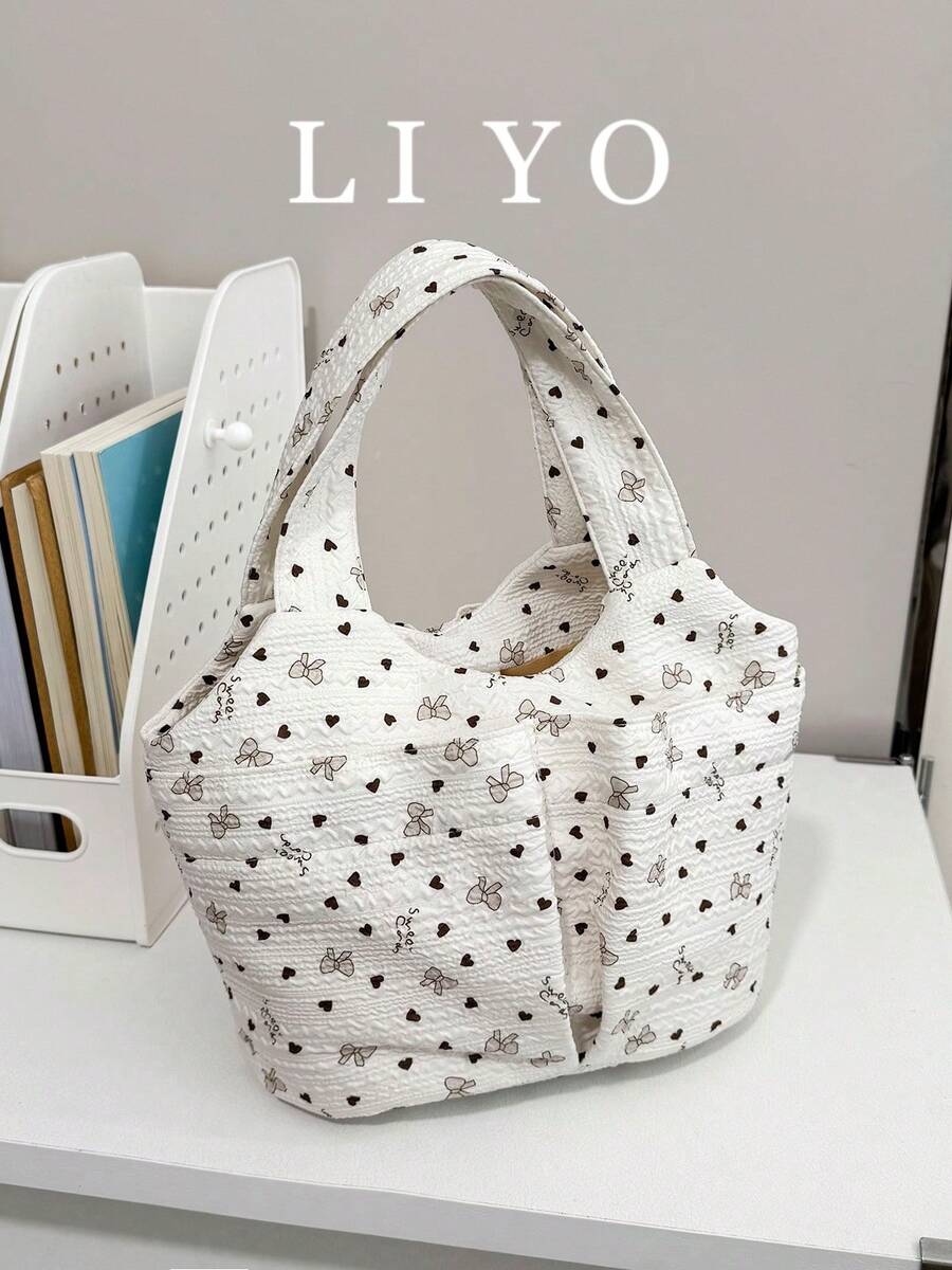 Women's Bucket Tote Bag, Fabric Bag, Beach Travel Vacation Bag, Butterfly Print Small Fabric Bag, Casual Versatile Street Handbag - Multicolor - View 1