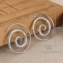 Unisex Simple Spiral Hoop Earrings - Silver - View 6