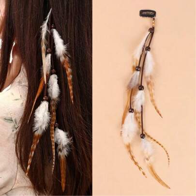 Vintage Feather Hair Clip Tassel Headband Bohemian Seaside Vacation Style Hair Ac