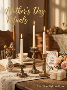 一套复古做旧烛台，有三种尺寸可选。适用于香薰蜡烛和浪漫晚餐装饰，高品质家居艺术烛台底座，浪漫烛光晚餐中心摆件。是家居装饰、婚礼艺术装饰、母亲节礼物、壁炉装饰、圣诞派对的理想之选。 - 彩色 - 查看 3